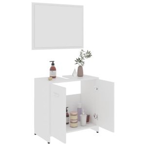 Set mobilier de baie, alb, PAL - Img 3