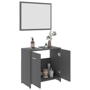 Set mobilier de baie, gri, PAL - Img 3