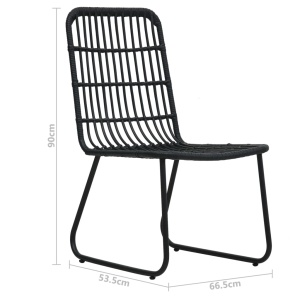 Set mobilier de bistro, 3 piese, negru, poliratan - Img 7