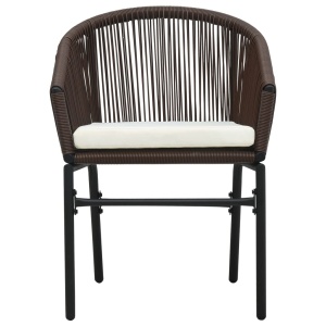 Set mobilier de bistro cu perne, 3 piese, maro, ratan PVC - Img 3