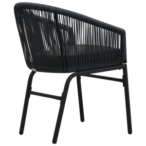 Set mobilier de bistro cu perne, 3 piese, negru, ratan PVC - Img 6