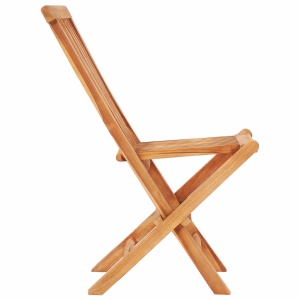 Set mobilier de bistro pliabil, 3 piese, lemn masiv de tec - Img 7