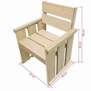 Set mobilier de exterior, 4 piese, lemn de pin tratat - Img 9