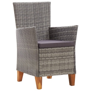 Set mobilier de exterior, 5 piese, gri, poliratan, lemn acacia - Img 5