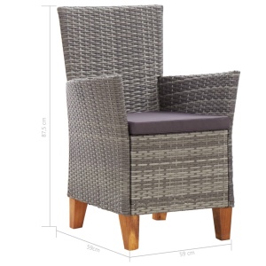 Set mobilier de exterior, 5 piese, gri, poliratan, lemn acacia - Img 10