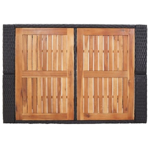 Set mobilier de exterior 5 piese, negru, poliratan, lemn acacia - Img 7