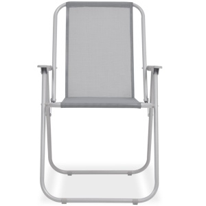 Set mobilier de exterior, 6 piese, gri, oțel și textilenă - Img 7