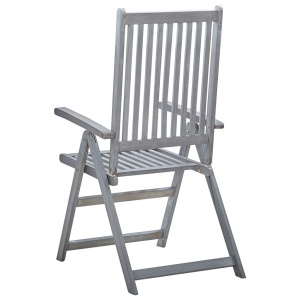 Set mobilier de exterior, 7 piese, gri, lemn masiv de acacia - Img 6