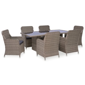 Set mobilier de exterior, 7 piese, maro, poliratan