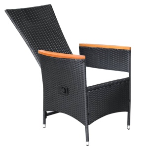 Set mobilier de exterior 7 piese negru poliratan lemn de acacia - Img 7