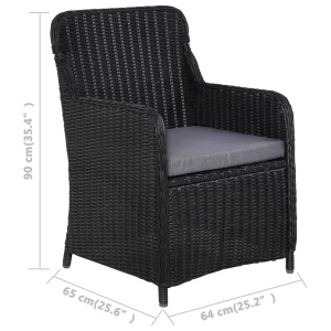 Set mobilier de exterior, 7 piese, negru, poliratan - Img 7