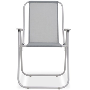 Set mobilier de exterior, 8 piese, gri, oțel și textilenă - Img 9