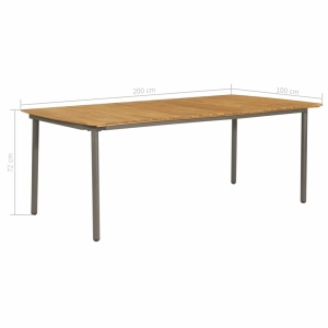 Set mobilier de exterior, 9 piese, lemn masiv acacia și oțel - Img 5