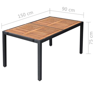 Set mobilier de exterior 9 piese negru poliratan lemn de acacia - Img 9