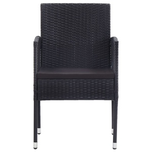 Set mobilier de exterior, 9 piese, negru, poliratan - Img 6