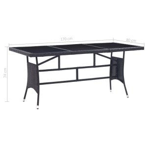 Set mobilier de exterior, 9 piese, negru, poliratan - Img 10