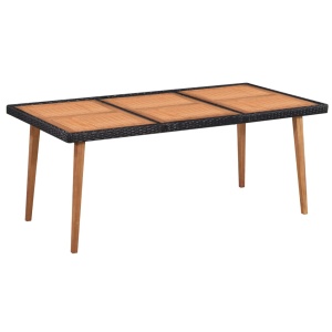 Set mobilier de exterior, 9 piese, negru și maro, poliratan - Img 2