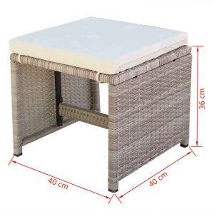 Set mobilier de exterior cu perne, 11 piese, bej, poliratan - Img 10
