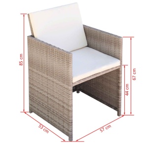 Set mobilier de exterior cu perne, 11 piese, bej, poliratan - Img 9