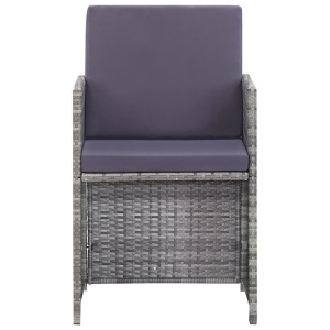 Set mobilier de exterior cu perne, 11 piese, gri, poliratan - Img 7