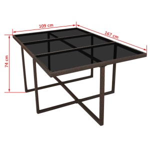 Set mobilier de exterior cu perne, 11 piese, maro, poliratan - Img 10