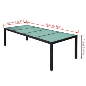 Set mobilier de exterior cu perne, 11 piese, negru, poliratan - Img 6