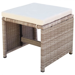 Set mobilier de exterior cu perne, 13 piese, bej, poliratan - Img 7