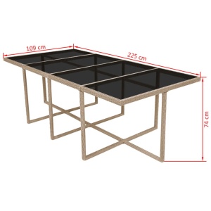 Set mobilier de exterior cu perne, 13 piese, bej, poliratan - Img 11