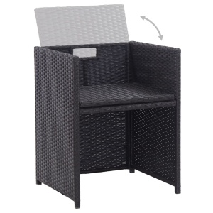 Set mobilier de exterior cu perne, 15 piese, negru, poliratan - Img 5