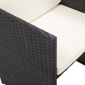 Set mobilier de exterior cu perne, 15 piese, negru, poliratan - Img 11