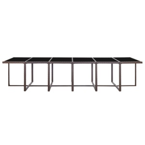 Set mobilier de exterior cu perne, 17 piese, maro, poliratan - Img 4