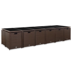 Set mobilier de exterior cu perne, 17 piese, maro, poliratan - Img 7