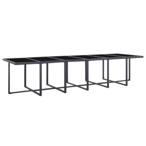 Set mobilier de exterior cu perne, 17 piese, negru, poliratan - Img 3