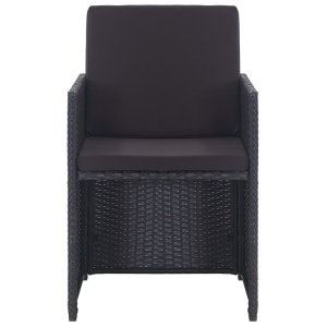 Set mobilier de exterior cu perne, 17 piese, negru, poliratan - Img 6