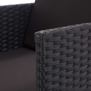 Set mobilier de exterior cu perne, 17 piese, negru, poliratan - Img 12