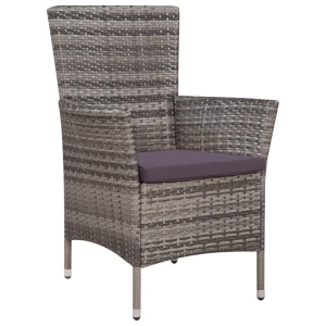 Set mobilier de exterior cu perne, 5 piese, gri, poliratan - Img 3
