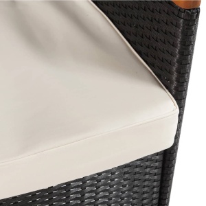 Set mobilier de exterior cu perne, 5 piese, negru, poliratan - Img 6