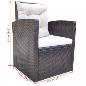Set mobilier de exterior cu perne, 6 piese, maro, poliratan - Img 9