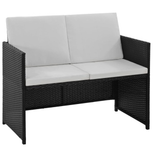 Set mobilier de exterior cu perne, 6 piese, negru, poliratan - Img 8