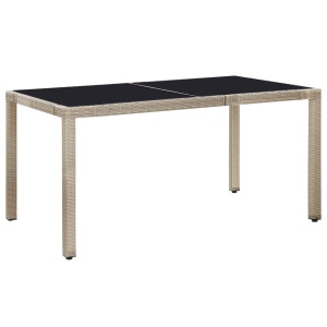 Set mobilier de exterior cu perne, 7 piese, bej, poliratan - Img 6