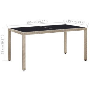 Set mobilier de exterior cu perne, 7 piese, bej, poliratan - Img 9