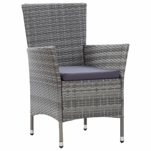 Set mobilier de exterior cu perne, 7 piese, gri, poliratan - Img 5
