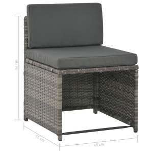 Set mobilier de exterior cu perne, 7 piese, gri, poliratan - Img 11