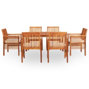 Set mobilier de exterior cu perne 7 piese lemn masiv de acacia - Img 2