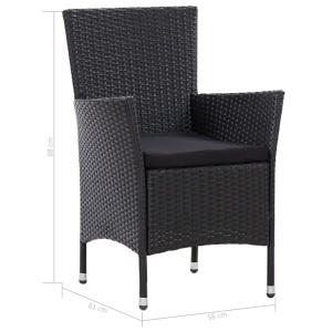 Set mobilier de exterior cu perne, 7 piese, negru, poliratan - Img 9