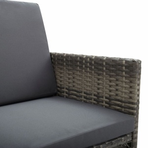 Set mobilier de exterior cu perne, 9 piese, gri, poliratan - Img 9