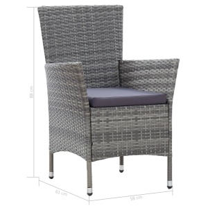 Set mobilier de exterior cu perne, 9 piese, gri, poliratan - Img 11