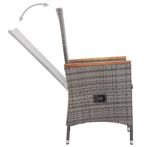 Set mobilier de exterior cu perne, 9 piese, gri, poliratan - Img 12