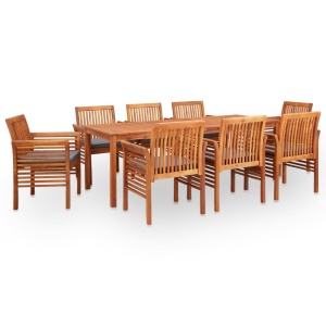 Set mobilier de exterior cu perne 9 piese, lemn masiv de acacia
