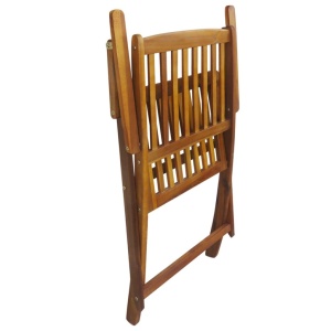 Set mobilier de exterior pliabil, 7 piese, lemn masiv de acacia - Img 7